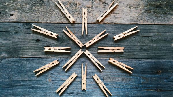 Brown Wooden Clothes Clips