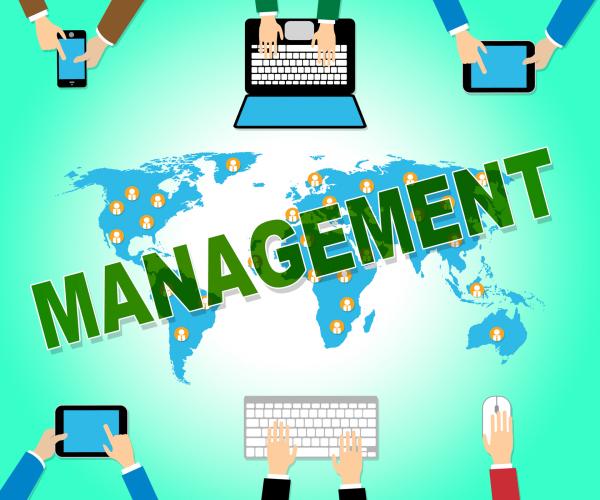 Business Management Represents Corporate Online And Manager