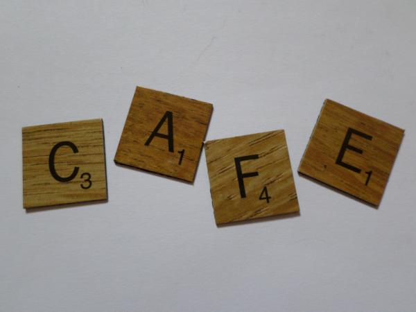 Cafe scrabble style tiles