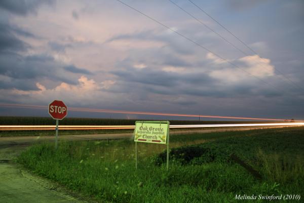Car Light Trail &amp; T-Storm During Twi