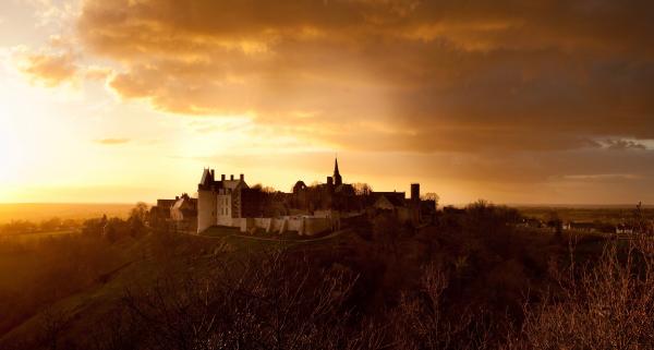 Castle on Top of Hill at Sunset