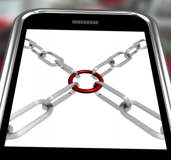 Chains Joint On Smartphone Shows Secure Link