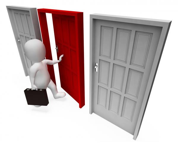 Character Doors Shows Business Person And Path 3d Rendering