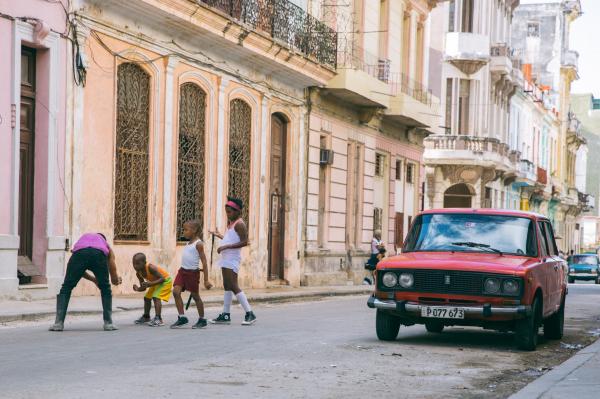 children playing on the street