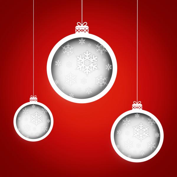 Christmas balls with delicate snowflakes - Happy Xmas