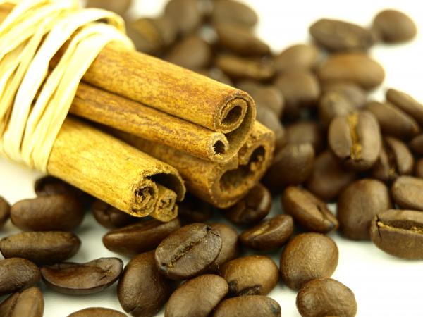 Cinnamon and coffee beans