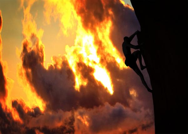 Climber at sunset