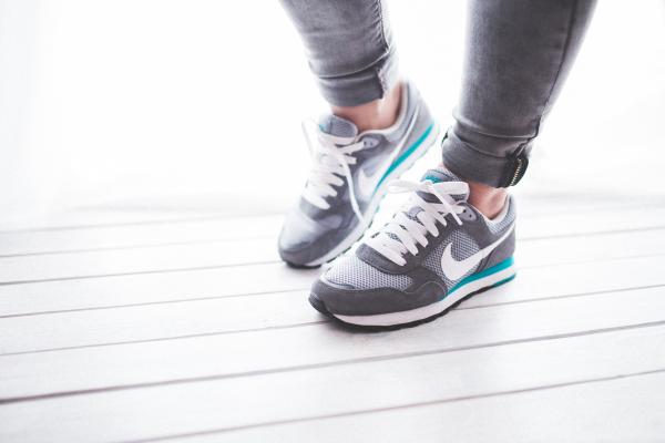 Close-up of a woman's sport shoes