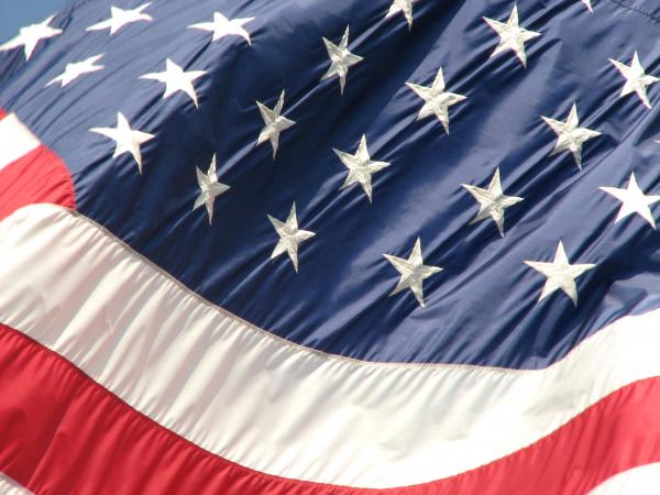 Closeup of a United States flag