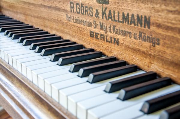 Closeup of antique piano keys