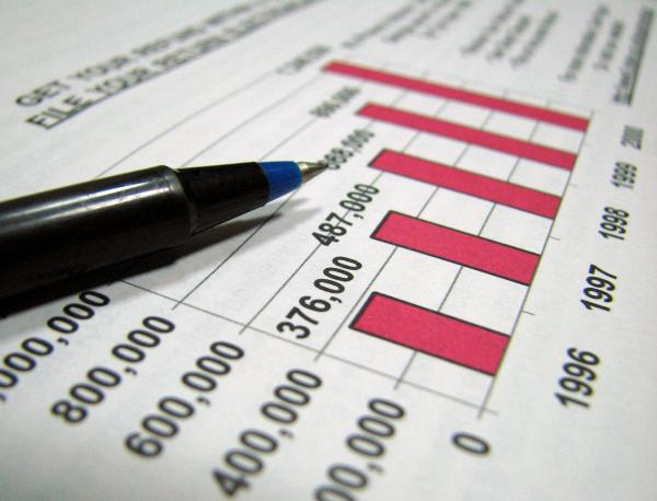 Closeup of tax graph and pen