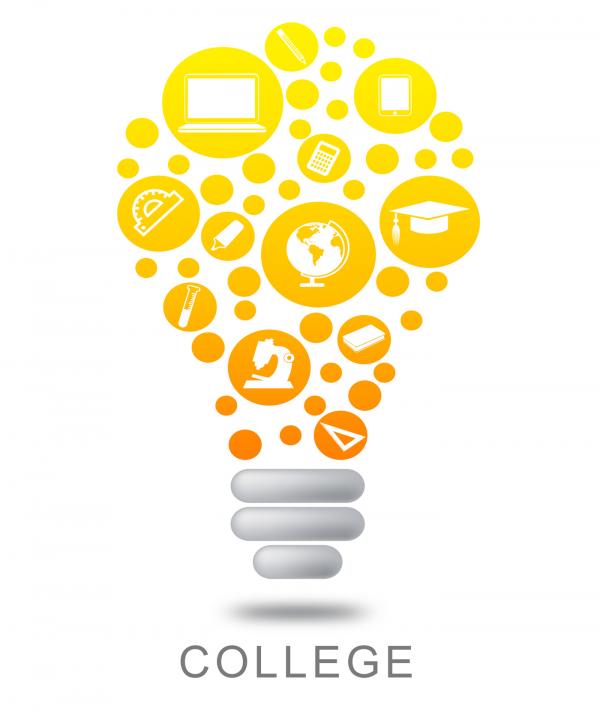 College Lightbulb Shows Power Source And Bright
