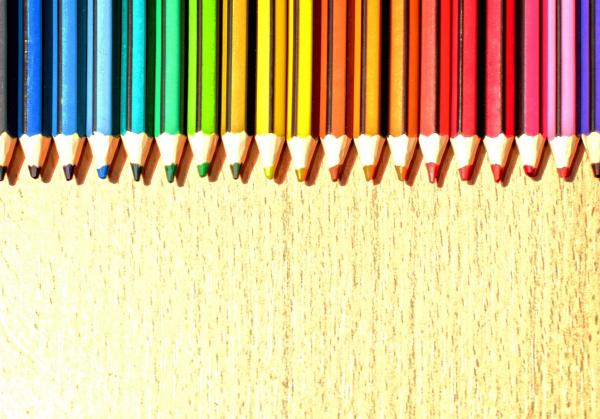 Color Pencils in a Row with Copyspace