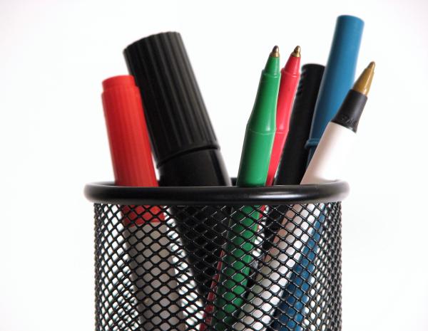 Colored pens and markers