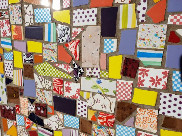 Colored tiles on the wall