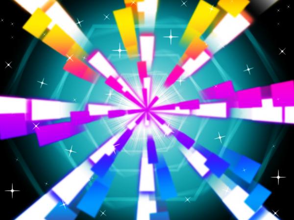 Colorful Beams Background Shows Hexagons And Night Sky