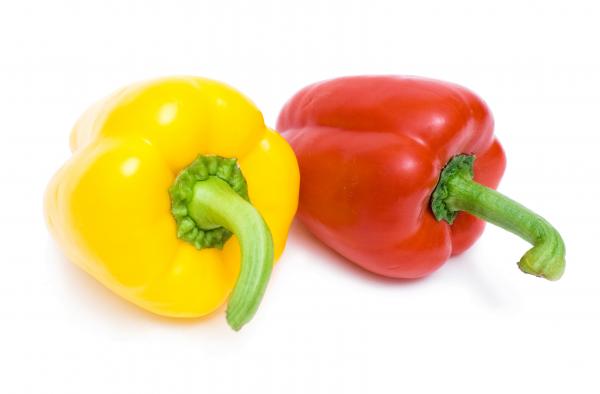 Colorful bell peppers isolated on white