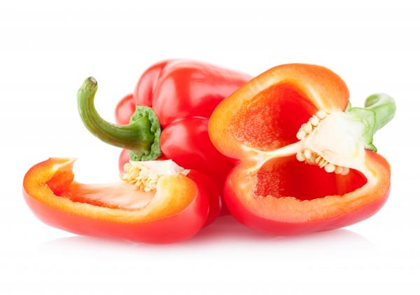Colorful bell peppers isolated on white