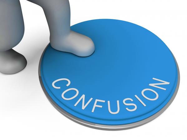 Confusion Button Shows Muddle Unclear And Unsure