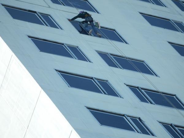 Construction worker high up