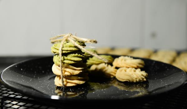 Cookies on Black Marble Plate