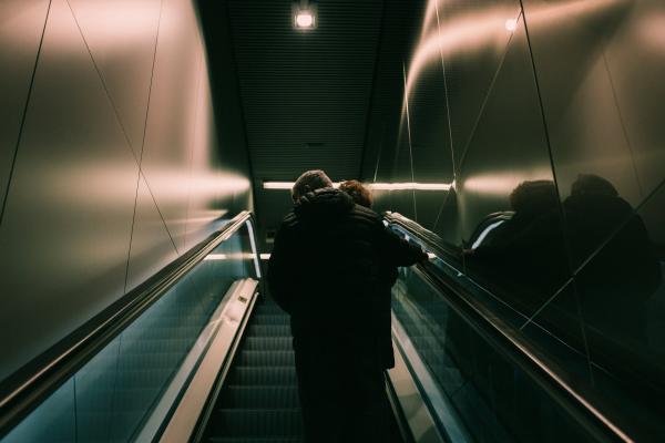 couple in love in the subway