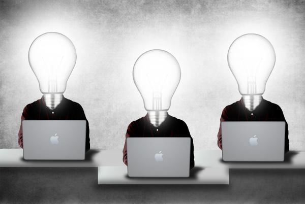 Creative team with lightbulb heads