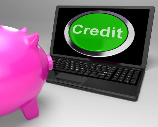 Credit Button On Laptop Shows Financial Loan