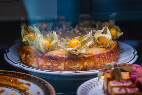Creme Brule With Physalis Fruit on Plate