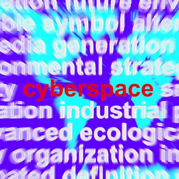 Cyberspace On Map Showing Internet And Www Technology