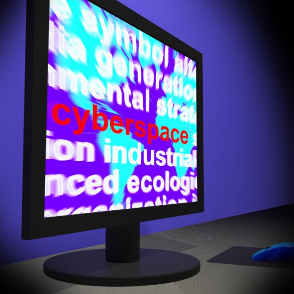 Cyberspace On Monitor Shows Online Technology