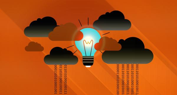 Dark Clouds - Virtual Clouds and Bright Light Bulb