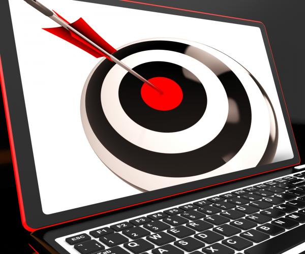 Dartboard On Laptop Shows Effectiveness