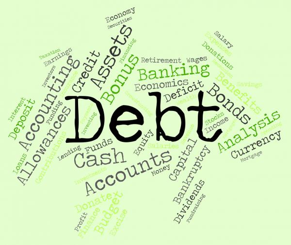 Debt Word Shows Financial Obligation And Finance