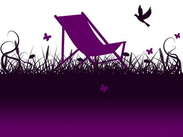 Deck Chair Shows Flower Garden And Environment