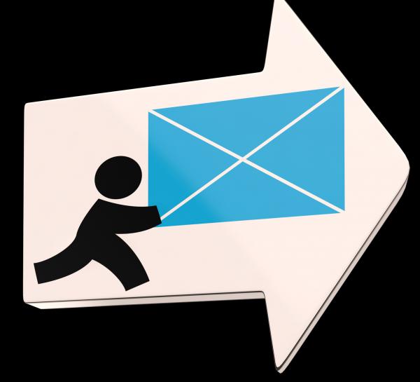 Delivering Mail Arrow Shows Express Delivery