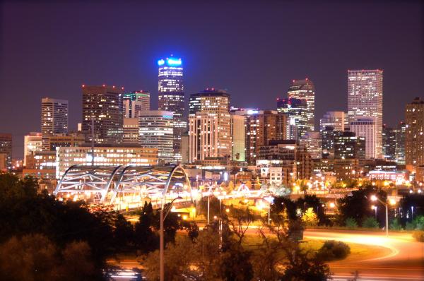 Denver Skyline at Night (Historical)
