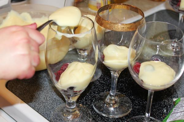 Dessert being prepared