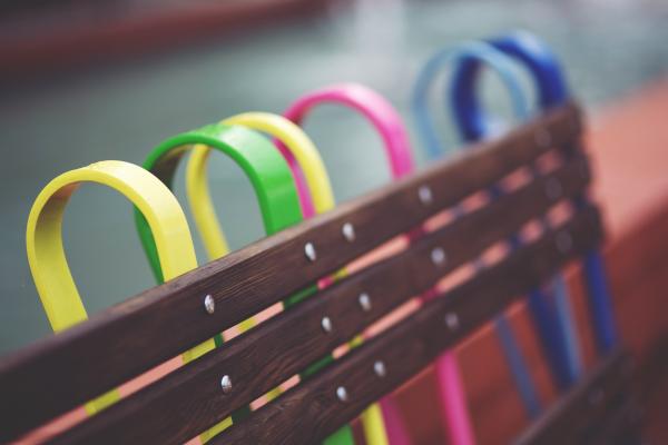 Detail of colorful design bench
