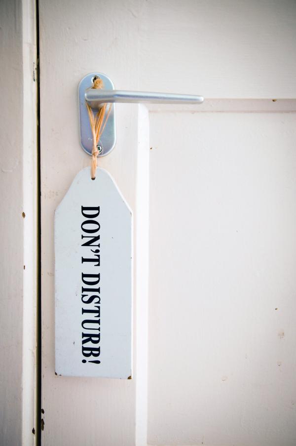 Do not disturb sign on door