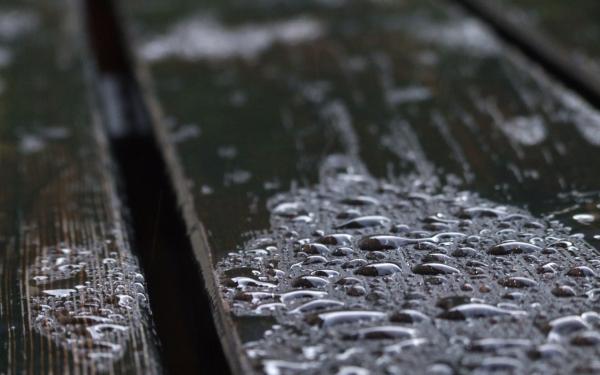 Droplets on wood