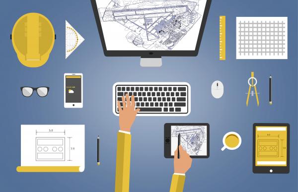 Engineer working at the office desk