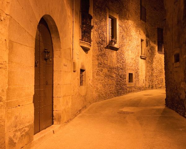 European Historic Alley At Night