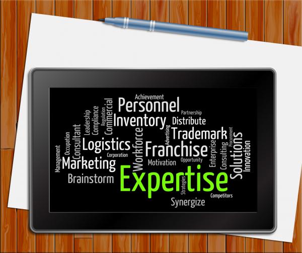 Expertise Word Shows Educated Proficiency And Wordclouds Tablet