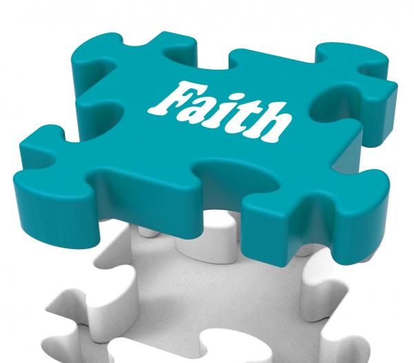 Faith Jigsaw Shows Believing Religious Belief Or Trust