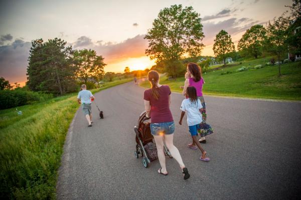 Family evening walk