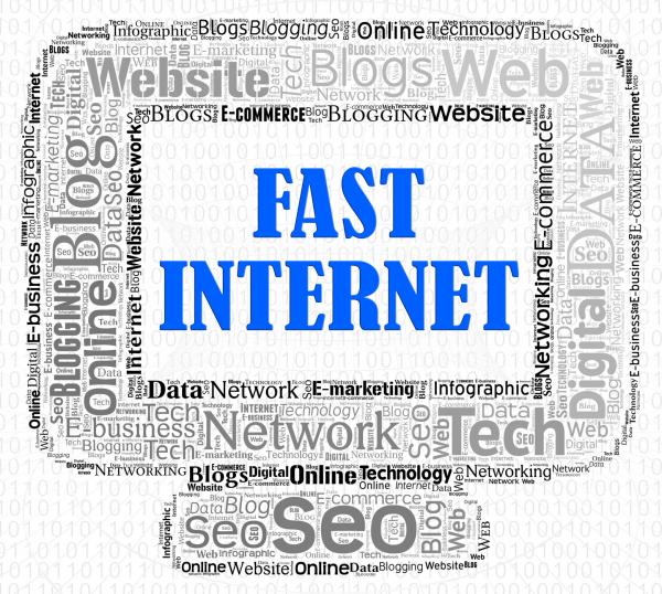 Fast Internet Indicates High Speed And Computers