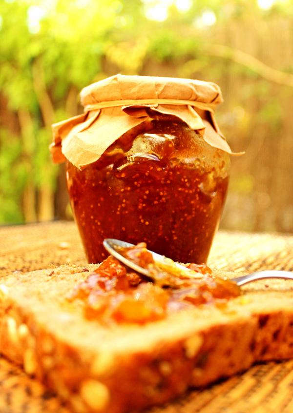 Fig jam on whole bread