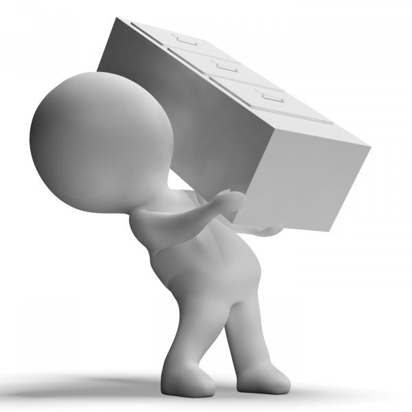 Filing Cabinet Carried By 3d Character Showing Organization