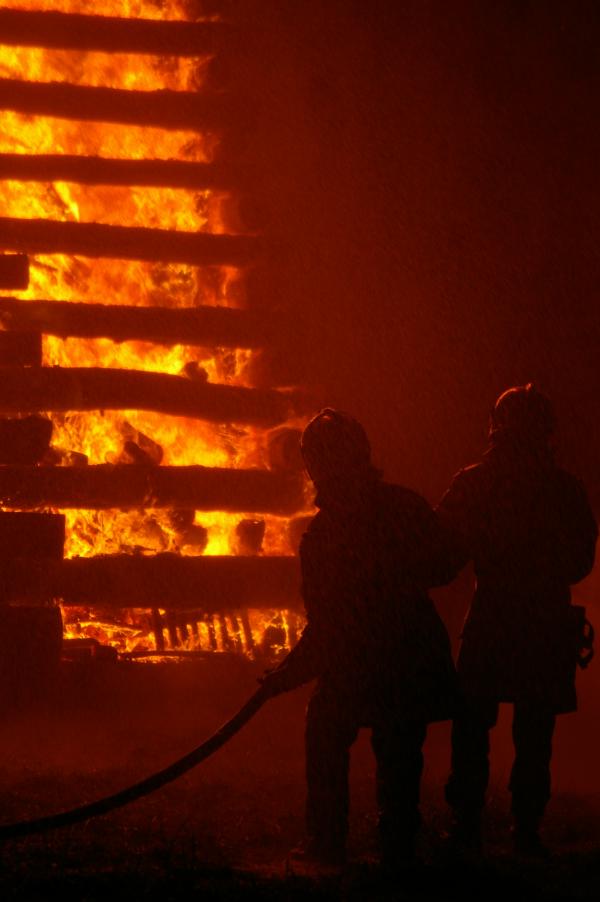 Firemen working
